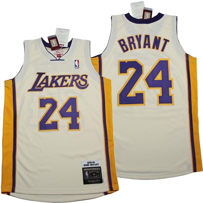 Lakers #24 Kobe Bryant Rice white 2008-09 Throwback Jerseys