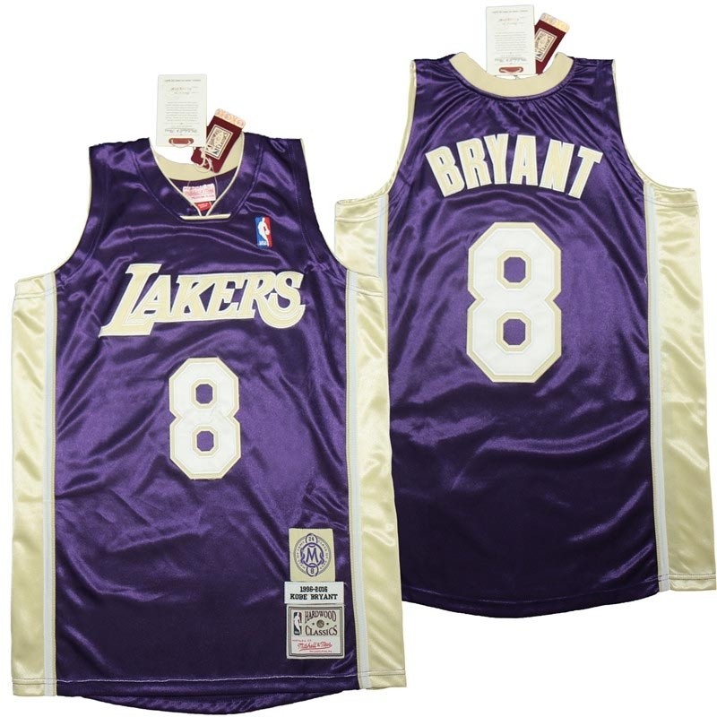 Lakers #8 Kobe Bryant Purple and Silver 1996-2016 The hall of fame Throwback Jerseys