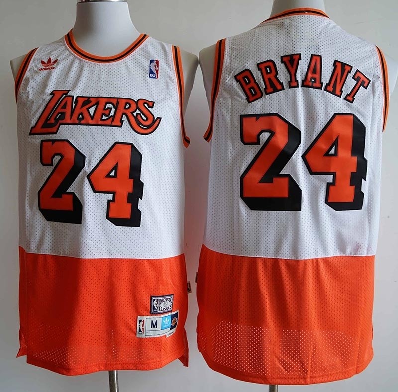 NBA Los Angeles Lakers #24 Kobe Bryant White Orange Hardwood Classics Mesh Jersey