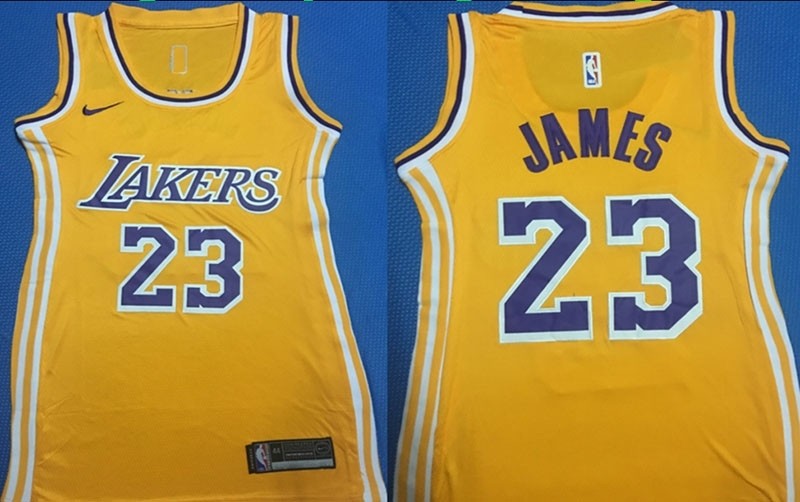 Women Los Angeles Lakers #23 Lebron James Yellow Swingman Jersey