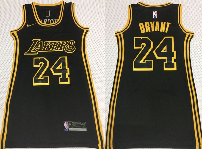 Women Los Angeles Lakers #24 Kobe Bryant Black Gold Swingman Jersey