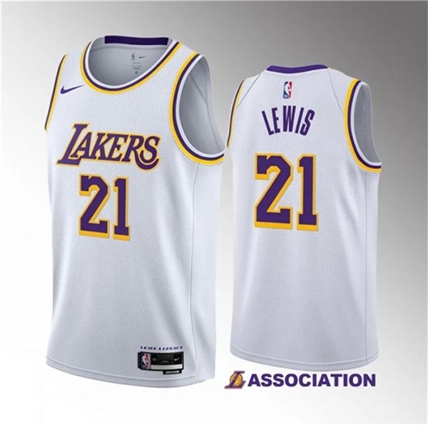 Men's Los Angeles Lakers #21 Maxwell Lewis White with Puple 2023 Draft Association Edition Stitched Basketball Jersey