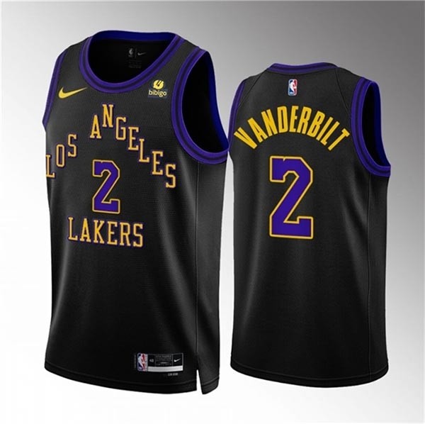 Men's Los Angeles Lakers #2 Jarred Vanderbilt Black 2023-24 City Edition Stitched Basketball Jersey