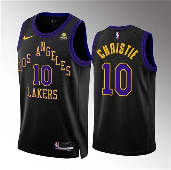 Men's Los Angeles Lakers #10 Max Christie Black 2023-24 City Edition Stitched Basketball Jersey