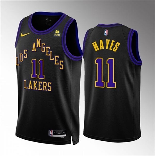 Men's Los Angeles Lakers #11 Jaxson Hayes Black 2023-24 City Edition Stitched Basketball Jersey