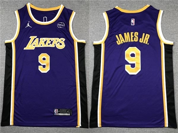 Men's Los Angeles Lakers #9 Bronny James Purple Statement Swingman Jersey