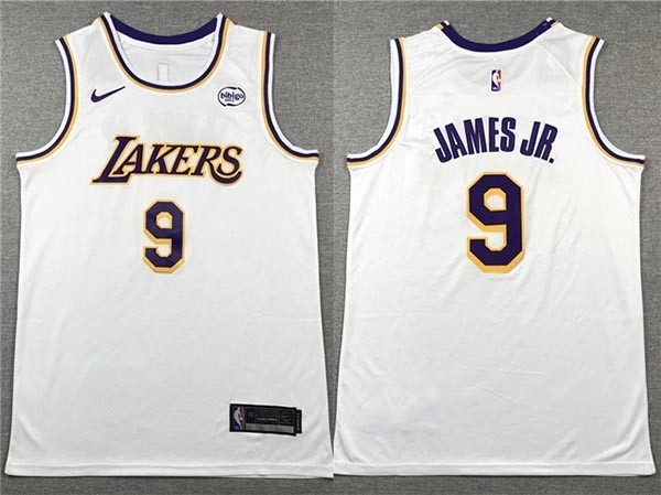 Men's Los Angeles Lakers #9 Bronny James White Swingman Jersey