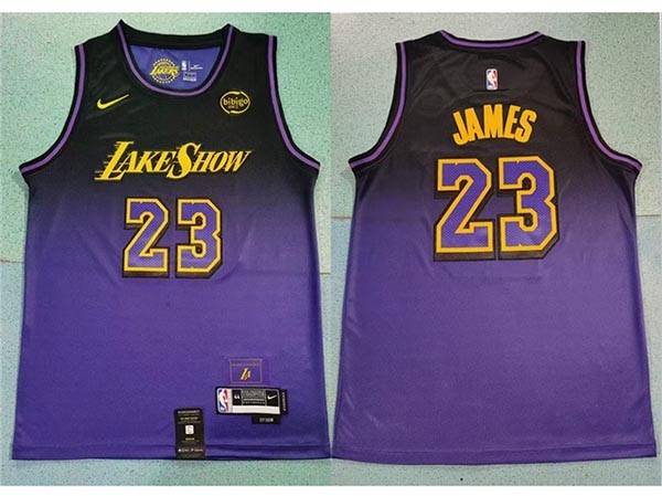 Men's Los Angeles Lakers #23 Lebron James 2024-25 Purple City Edition Swingman Jersey