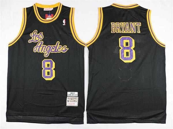 Men's Los Angeles Lakers #8 Kobe Bryant 1996-97 Black Hardwood Classics throwback Jersey