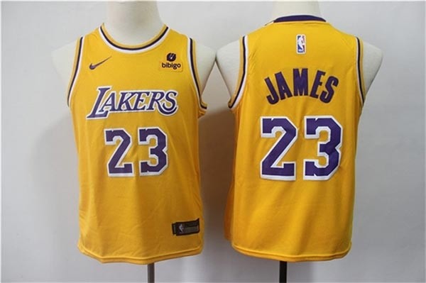 Youth Los Angeles Lakers #23 LeBron James Yellow Stitched Basketball Jersey