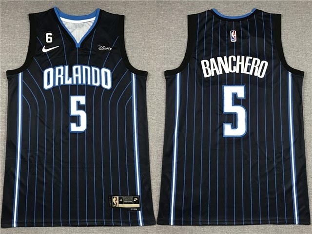 Men's Orlando Magic #5 Paolo Banchero Black Swingman Jersey