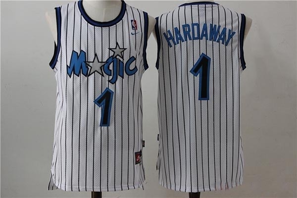 NBA Orlando Magic #1  Penny Hardaway White Black Stripe Basketball throwback Jersey