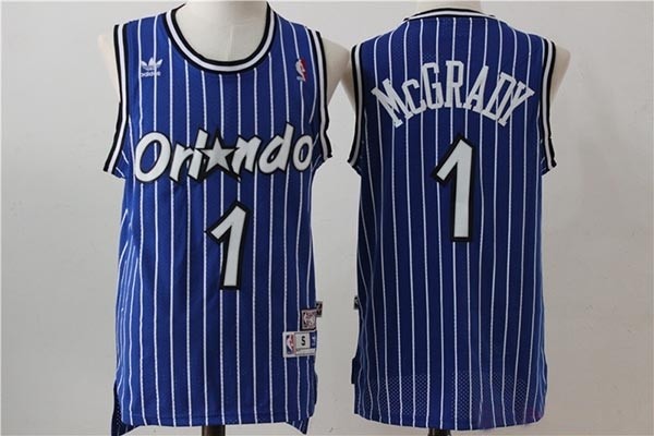 NBA Orlando Magic #1 Tracy McGrady Blue White Stripe Hardwood Classics Jersey