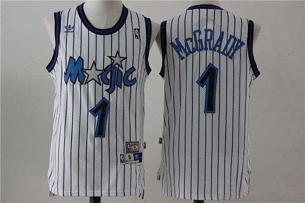 NBA Orlando Magic #1 Tracy McGrady White Black Stripe Hardwood Classics Jersey