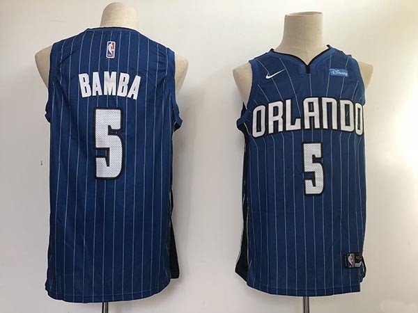 NBA Orlando Magic #5 Mohamed Bamba Blue White Stripe Nike Jersey