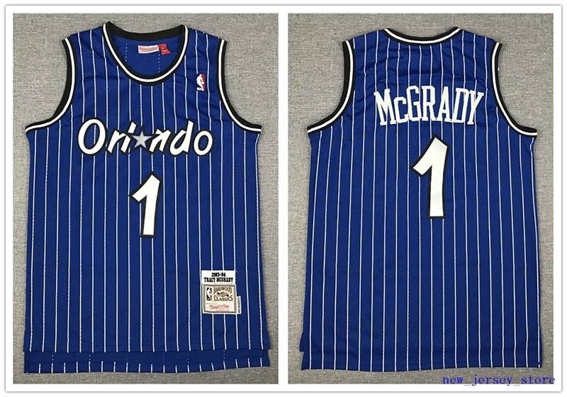 NBA Orlando Magic #1 Tracy McGrady Blue White Stripe 2003-04 Hardwood Classics Jersey