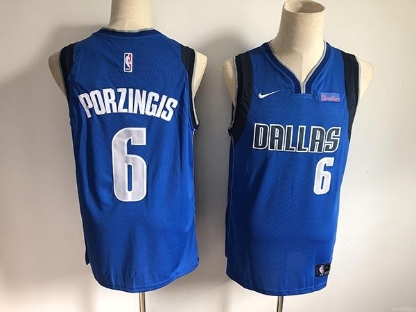 NBA Dallas Mavericks #6 Kristaps Porzingis Blue Nike Authentic Jersey