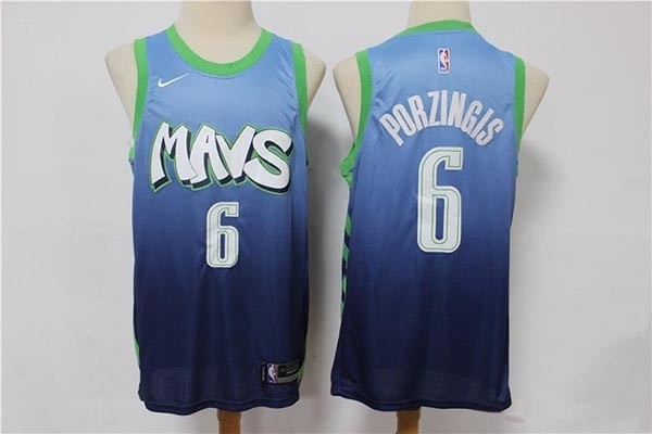 NBA Dallas Mavericks #6 Kristaps Porzingis Light Blue 2020 City Edition Nike Swingman Jersey