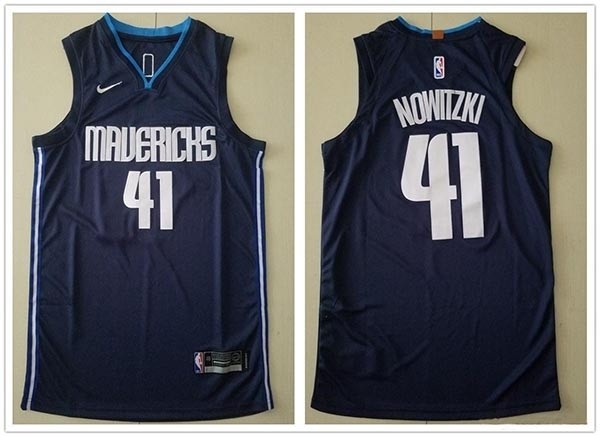 NBA Dallas Mavericks #41 Dirk Nowitzki Navy Blue Nike Authentic New Jersey