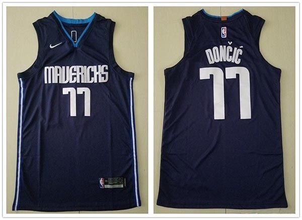 NBA Dallas Mavericks #77 Luka Doncic Navy Blue Nike Authentic New Jersey