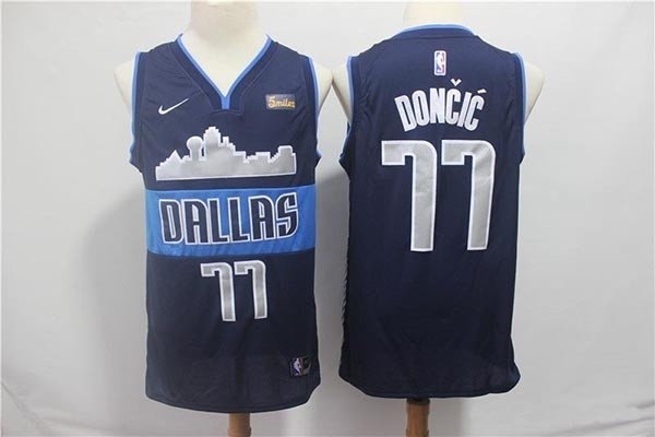 NBA Dallas Mavericks #77 Luka Doncic Navy Blue Nike Retro Jersey