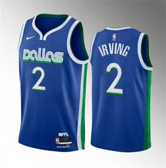 Men's Dallas Mavericks #2 Kyrie Irving Blue 2023-23 City Edition Stitched Basketball Jersey