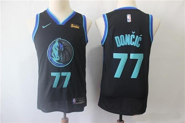 Youth Dallas Mavericks #77 Luka Doncic Black City Edition Nike Swingman Jersey