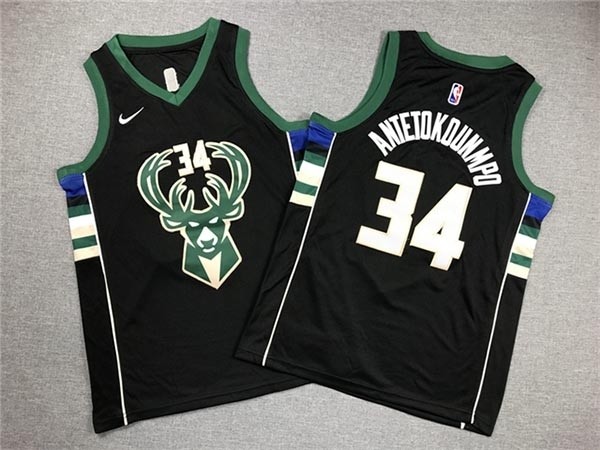 Youth Milwaukee Bucks #34 Giannis Antetokounmpo Black Swingman Jersey