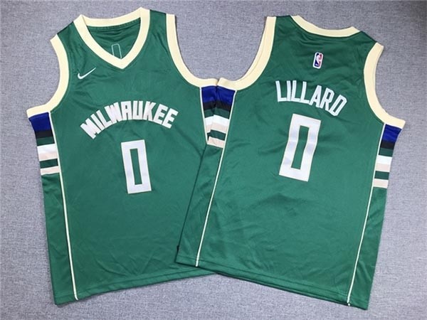 Youth Milwaukee Bucks #0 Damian Lillard Green Swingman Jersey