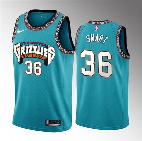 Men's Memphis Grizzlies #36 Marcus Smart Teal Icon Edition Stitched Basketball Jersey