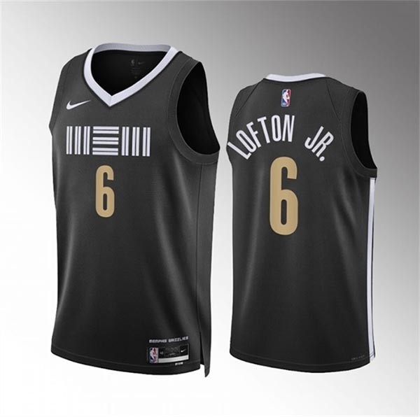 Men's Memphis Grizzlies #6 Kenneth Lofton Jr. Black 2023-24 City Edition Stitched Jersey