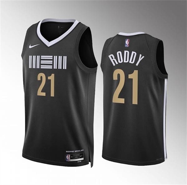 Men's Memphis Grizzlies #21 David Roddy Black 2023-24 City Edition Stitched Basketball Jersey