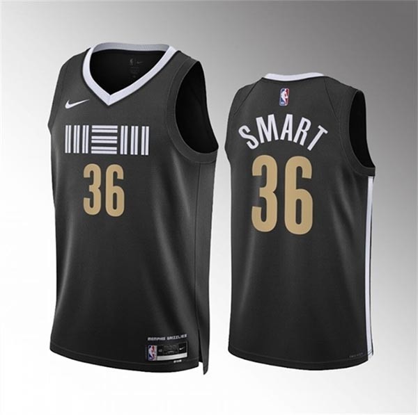 Men's Memphis Grizzlies #36 Marcus Smart Black 2023-24 City Edition Stitched Basketball Jersey