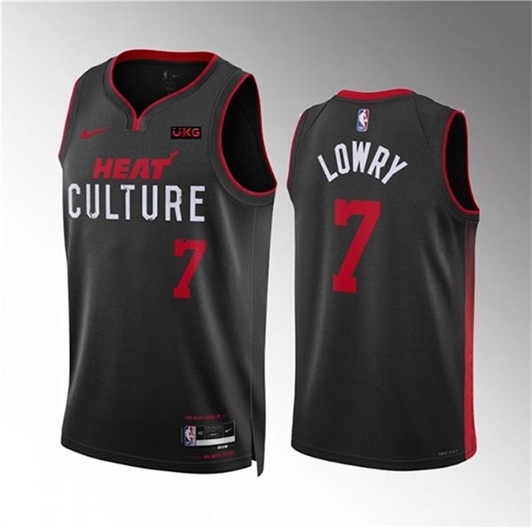 Men's Miami Heat #7 Kyle Lowry Red Black 2023-24 City Edition Stitched Basketball Jersey