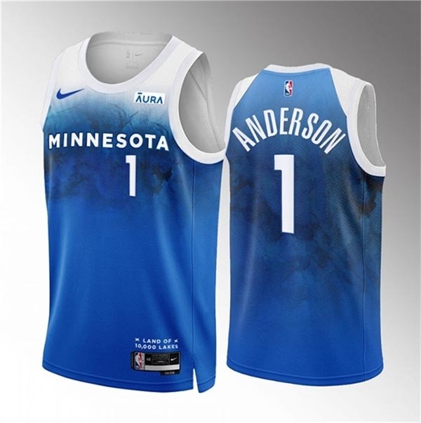 Men's Minnesota Timberwolves #1 Kyle Anderson Blue 2023-24 City Edition Stitched Jersey