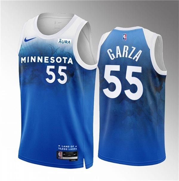 Men's Minnesota Timberwolves #55 Luka Garza Blue 2023-24 City Edition Stitched Jersey