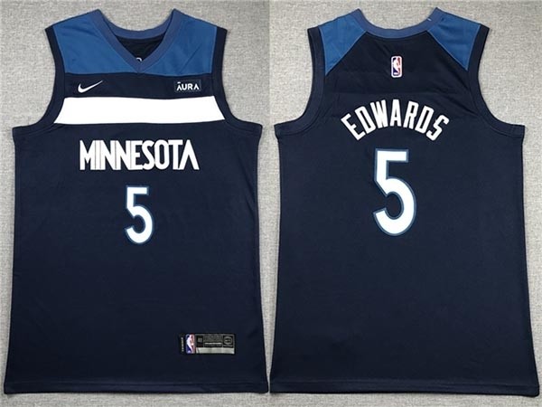 Men's Minnesota Timberwolves #5 Anthony Edwards Navy Swingman Jersey