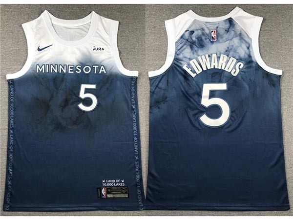 Men's Minnesota Timberwolves #5 Anthony Edwards 2023-24 Blue City Edition Swingman Jersey