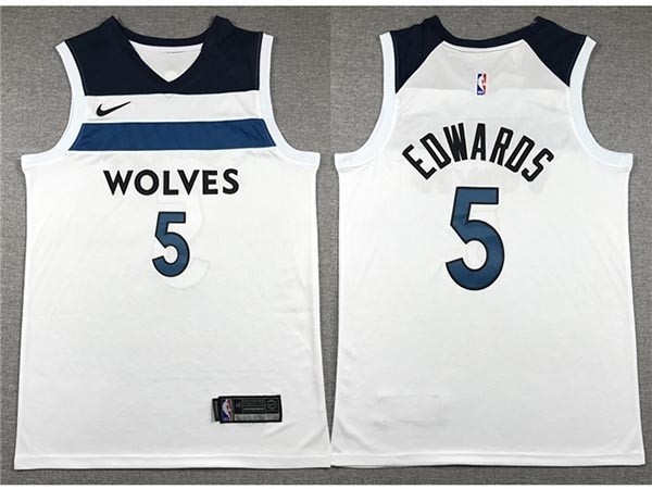 Men's Minnesota Timberwolves #5 Anthony Edwards White Swingman Jersey