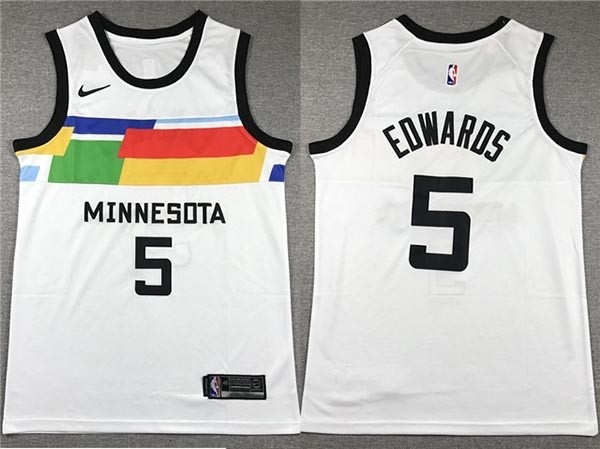 Men's Minnesota Timberwolves #5 Anthony Edwards 2022-23 White City Edition Swingman Jersey