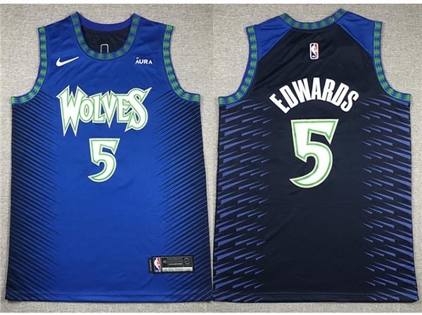 Men's Minnesota Timberwolves #5 Anthony Edwards Blue City Edition Swingman Jersey