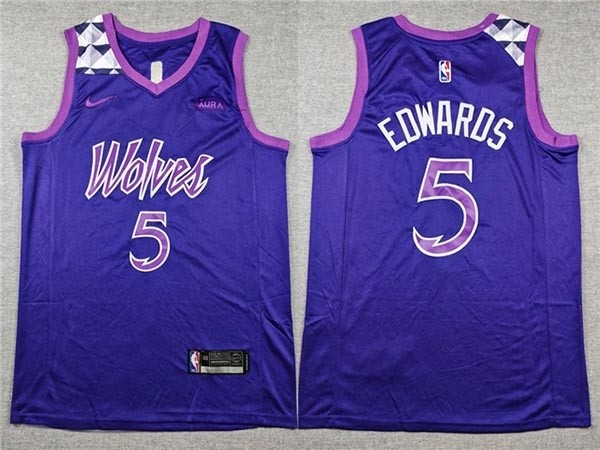 Men's Minnesota Timberwolves #5 Anthony Edwards Pureple City Edition Swingman Jersey