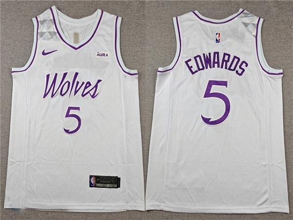 Men's Minnesota Timberwolves #5 Anthony Edwards White Earned Edition Swingman Jersey