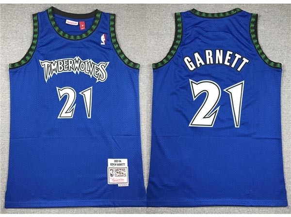 Men's Minnesota Timberwolves #21 Kevin Garnett 2003-04 Blue Hardwood Classics Jersey