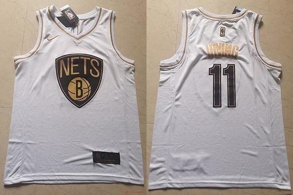 NBA Brooklyn Nets #11 Kyrie Irving White Gold Nike Swingman Jersey