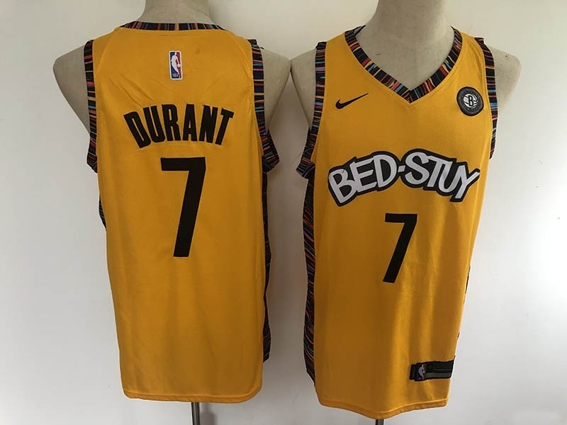 NBA Brooklyn Nets #7 Kevin Durant Yellow BED-STUY 2020 Nike Jersey