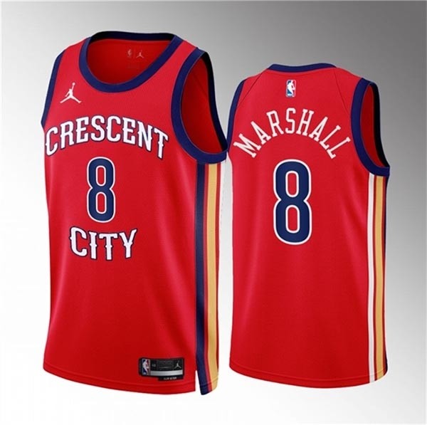 Men's New Orleans Pelicans #8 Naji Marshall Red 2022-23 Statement Edition Stitched Basketball Jersey