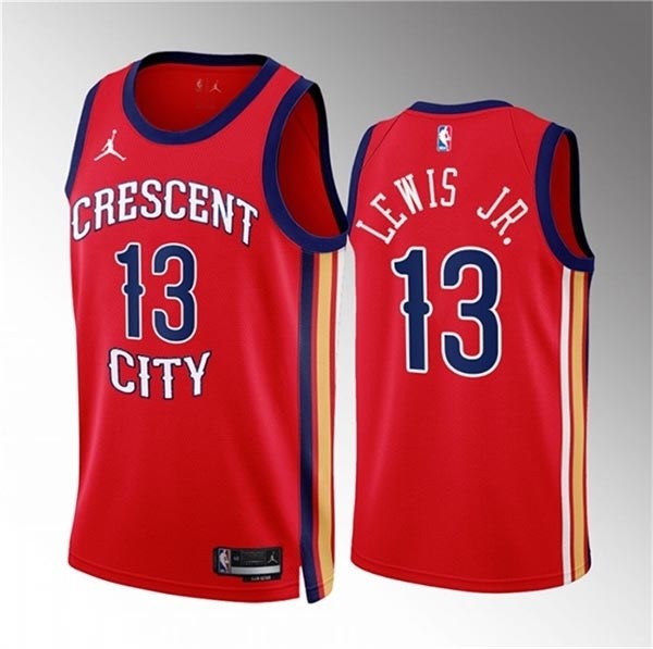 Men's New Orleans Pelicans #13 Kira Lewis Jr. Red 2022-23 Statement Edition Stitched Basketball Jersey