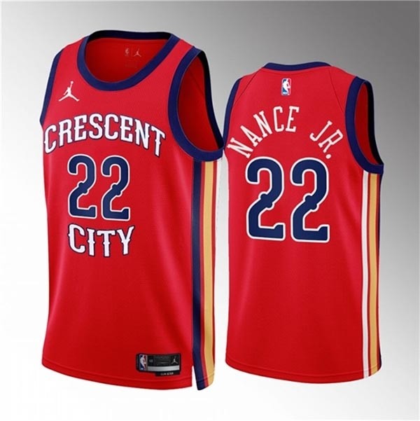 Men's New Orleans Pelicans #22 Larry Nance Jr. Red 2022-23 Statement Edition Stitched Basketball Jersey