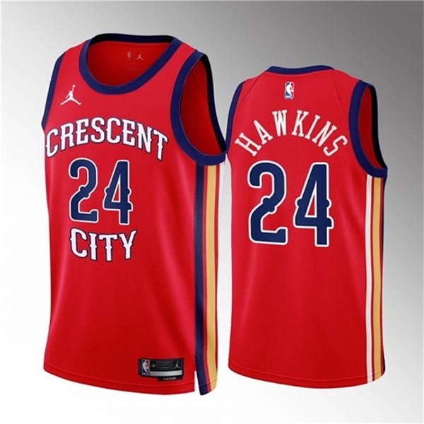 Men's New Orleans Pelicans #24 Jordan Hawkins Red 2022-23 Statement Edition Stitched Basketball Jersey